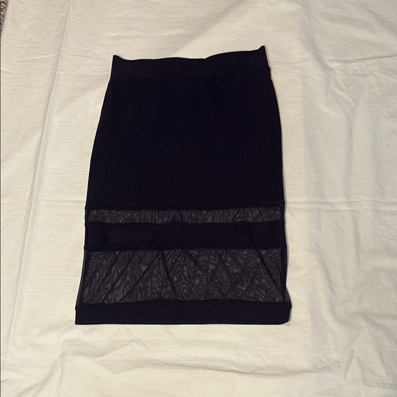 Love Culture Black Pencil Pull On Skirt with Transparent Bands - Picture 1 of 7